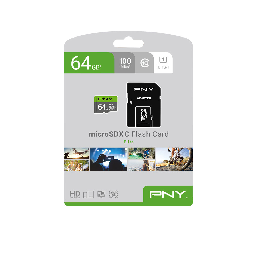 PNY Carte Mémoire SD 64GB C10 U3 ELITE-X — vue 1