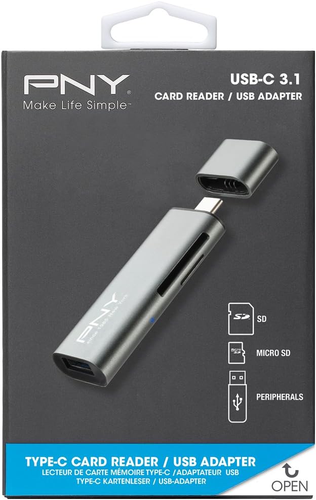 PNY Lecteur Carte Mémoire R-TC-UA-3N1E01-RB USB-C — vue 1